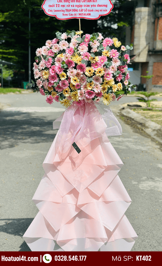 Kệ hoa đồng tiền mừng khai trương