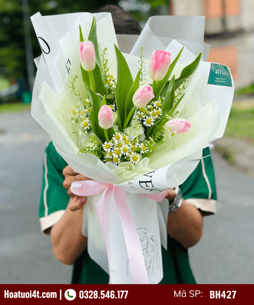 Bó hoa tulip hồng tặng sinh nhật