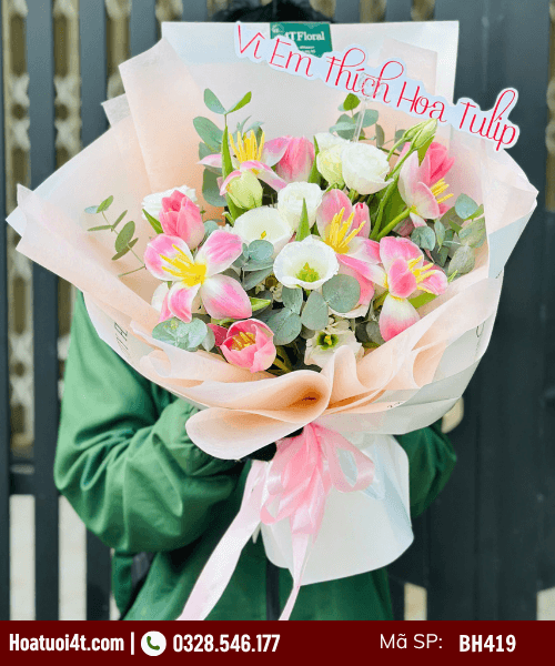 Bó hoa tuy lip hồng nhẹ nhàng