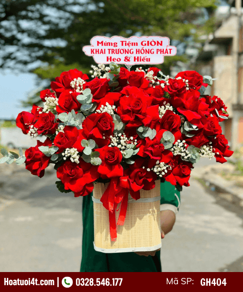 Giỏ hoa hồng đỏ tặng sinh nhật