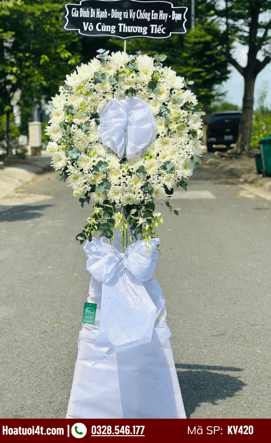 Vòng hoa viếng 1 tầng cúc trắng