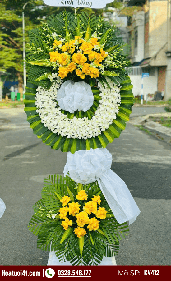 Vòng hoa viếng 2 tầng đẹp